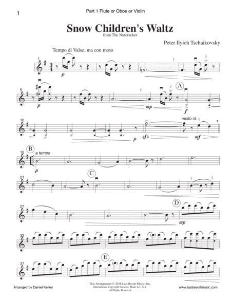 Waltz Of The Snowflakes (Snow Children's Waltz) From The Nutcracker For Woodwind Trio Or Clarinet Tr